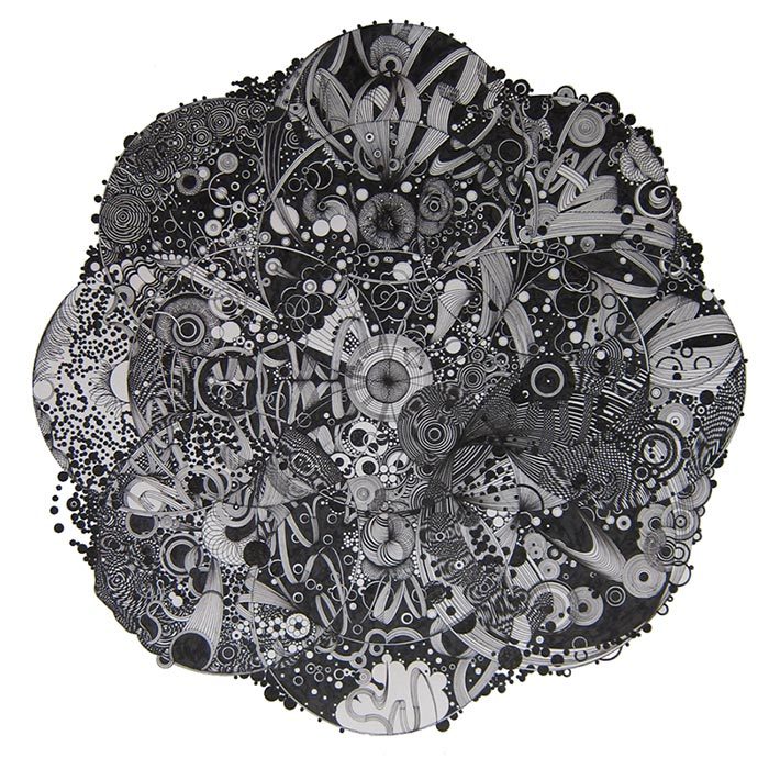 positive negative orbital drawing, 42 x 42 cm